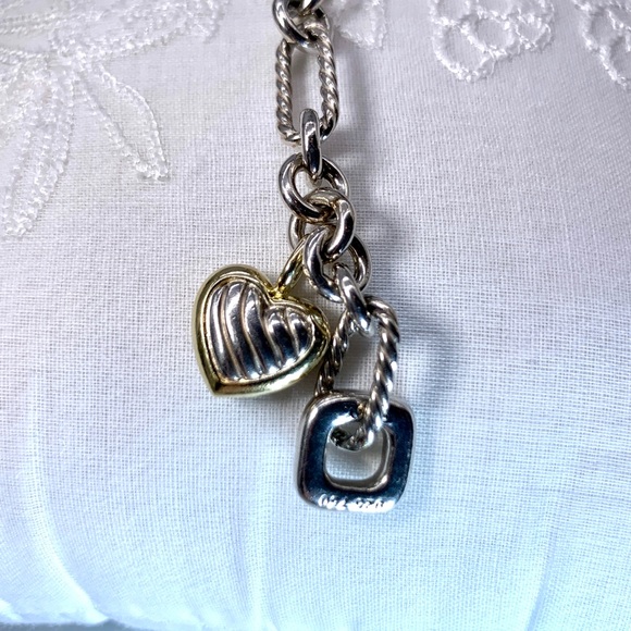 David Yurman SS 18k Heart Figaro Link Bracelet - Picture 5 of 6